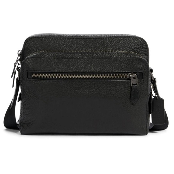 {Coach West Crossbody Camera Bag in Black Pebbled Leather Silver-Toned Hardware} - Picture 1 of 16